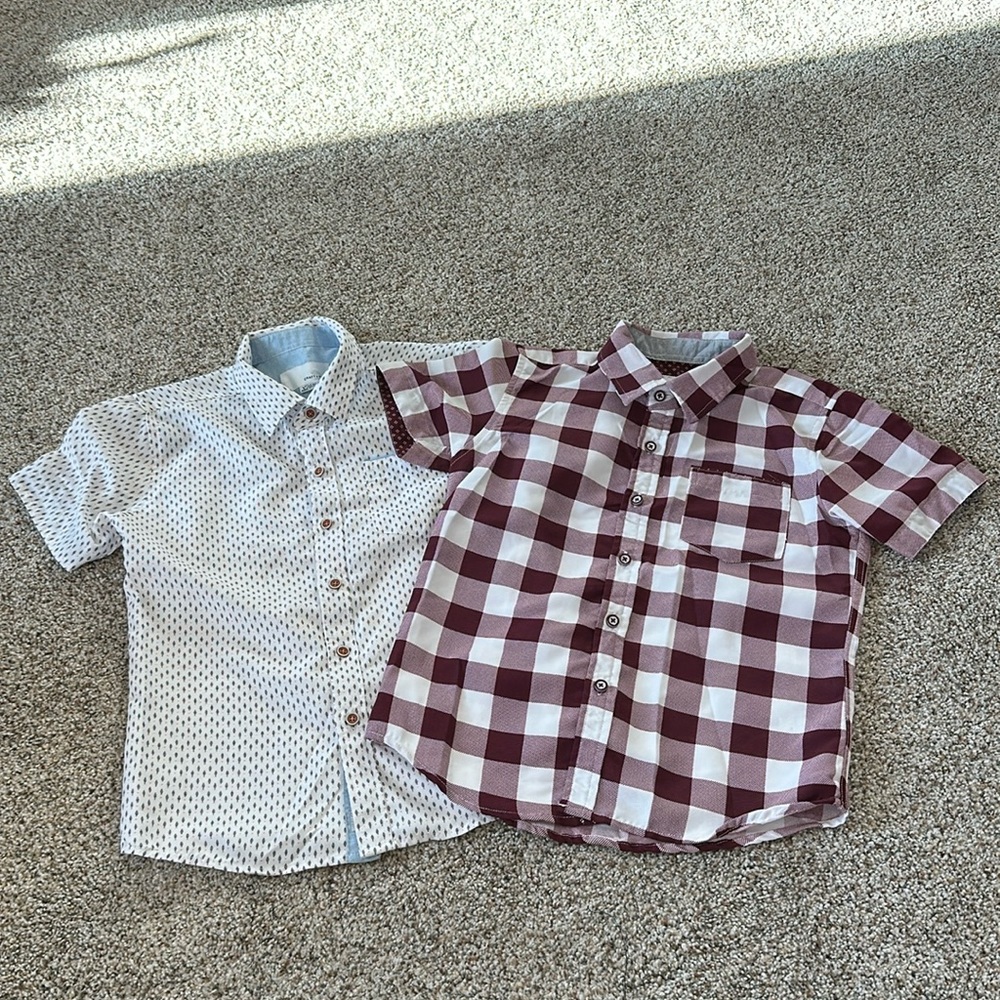 Pair of Button Up Collard Short Sleeved Shirts